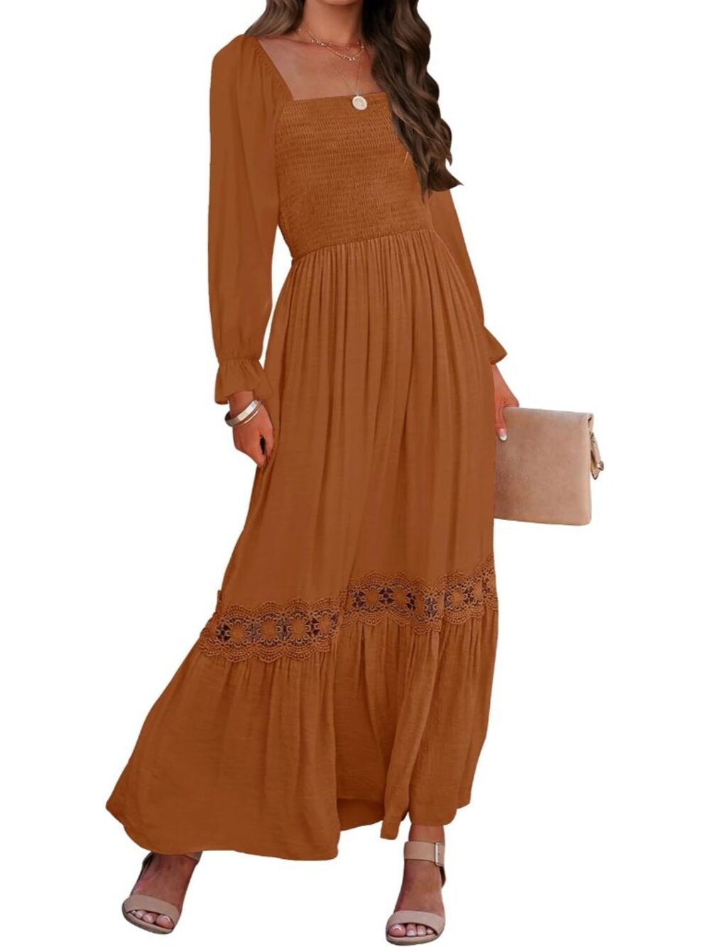 Women's 2026 Boho Long Sleeve Fall Maxi Dress